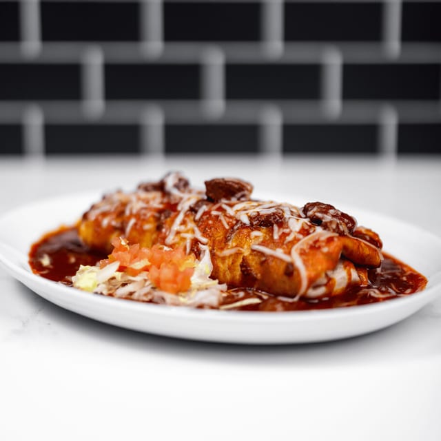 Chile Colorado Wet Burrito.