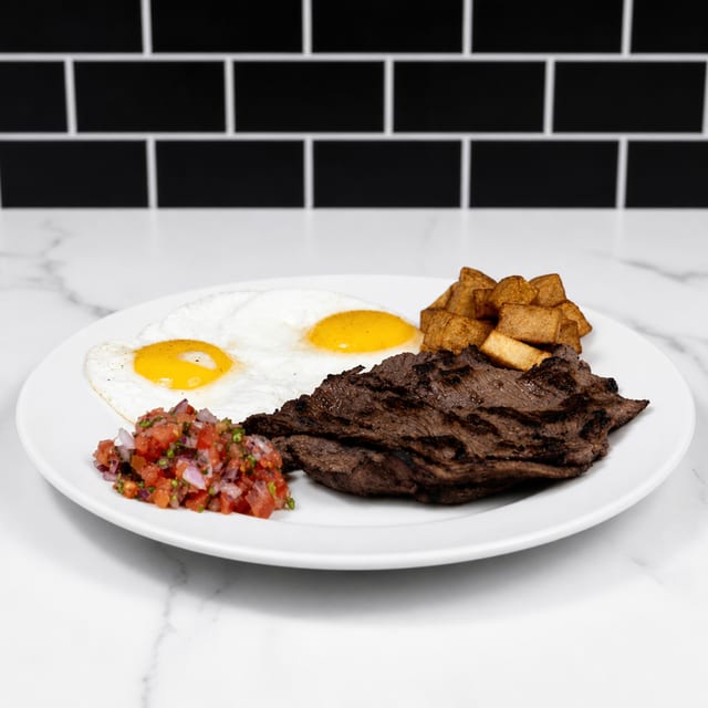Steak Asado con Huevo.