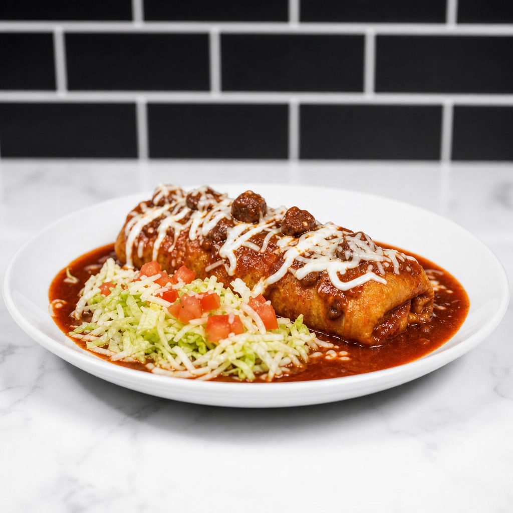 Chile Colorado Wet Burrito.