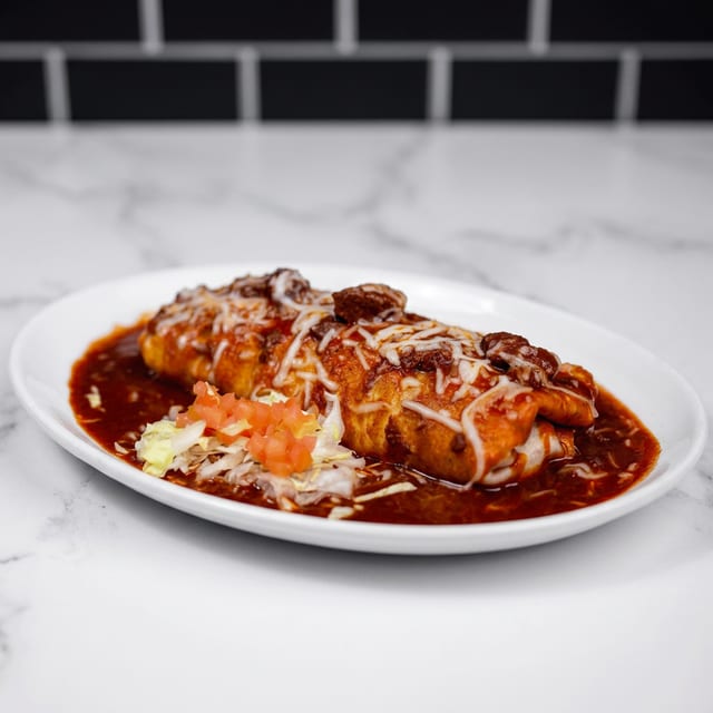 Chile Colorado Wet Burrito.